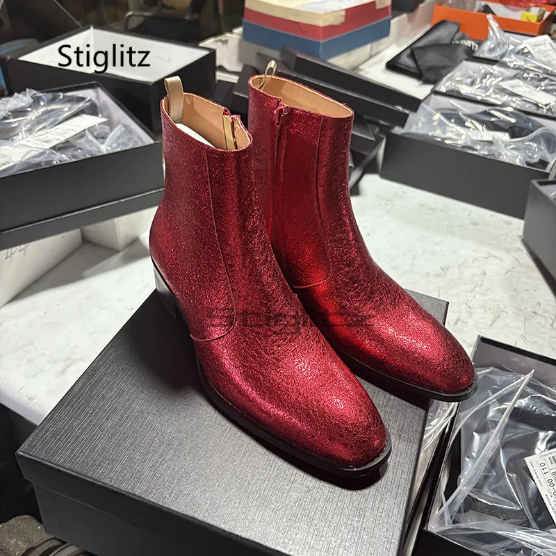 Men Shoes Size 11 - 남성용 레드 정품 가죽 첼시 부츠,