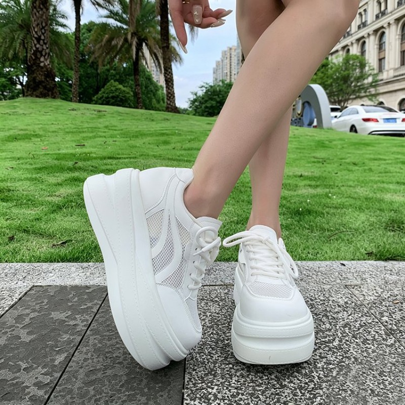 Casual Sneaker Low - 여성용 메쉬 플랫폼 스니커즈, 레이스업 로우탑,