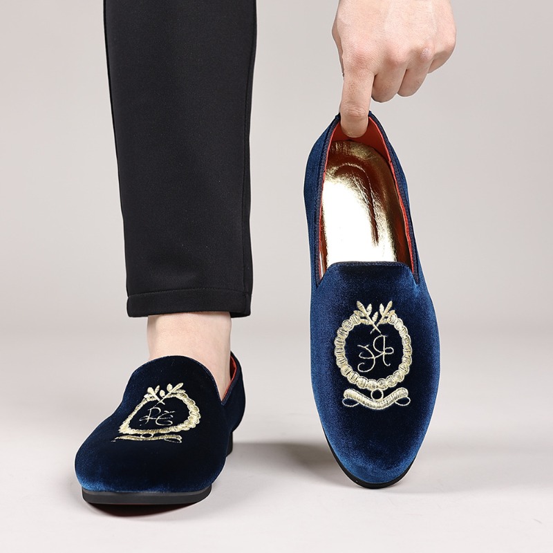 Men'S Shoes Qn - 럭셔리 디자이너 로퍼 스웨이드 가죽 자수