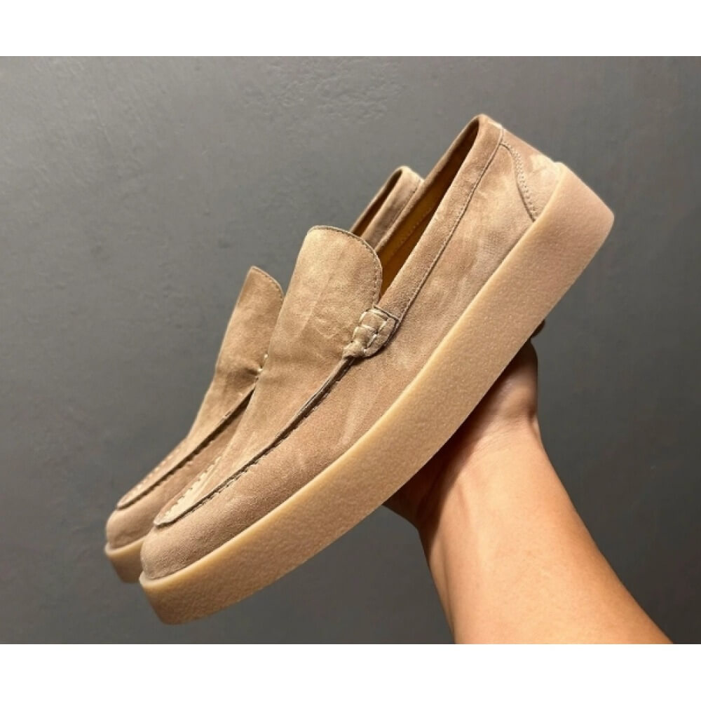 Men'S Shoes Smart - 럭셔리 베이지 스웨이드 플랫폼 로퍼 –