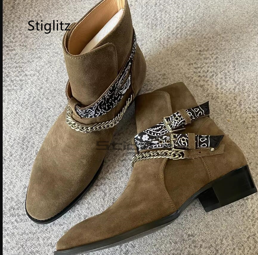 Men Shoes Size 11 - 가짜 스웨이드 남성용 첼시 체인 부츠