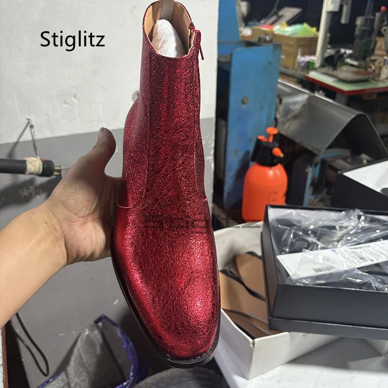 남성용 레드 정품 가죽 첼시 부츠, 포인티드 토 앵클  - Men Shoes Size 11 리뷰 및 가격