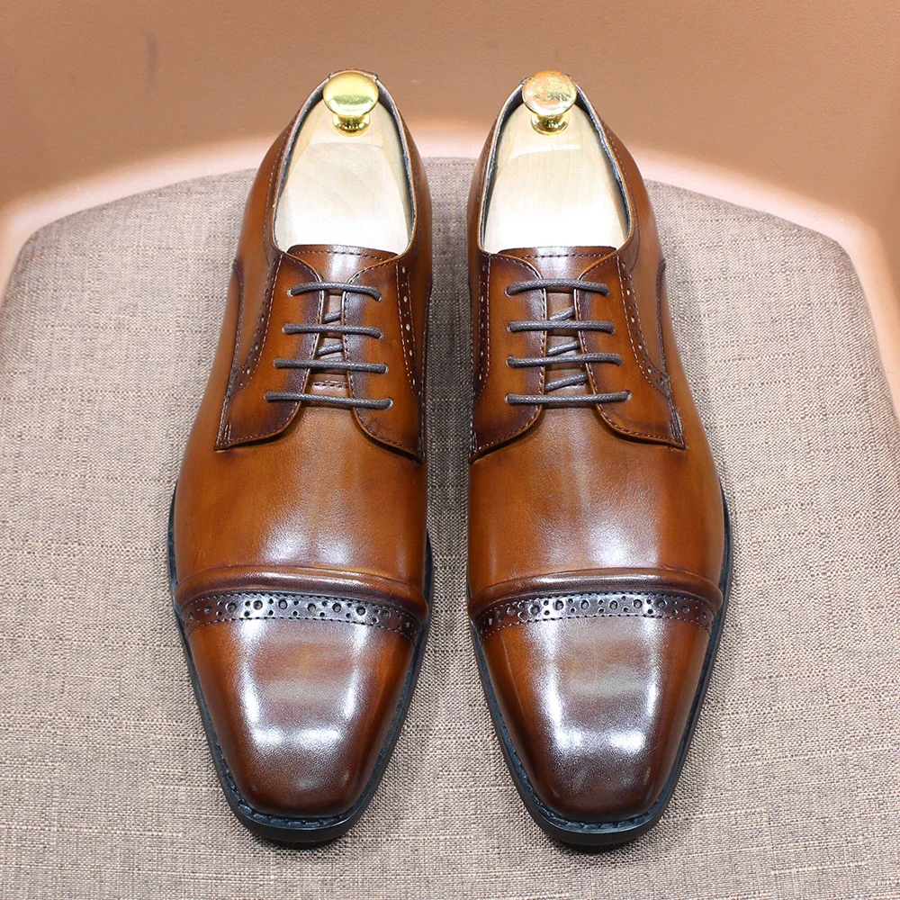 튼튼한 캡토 옥스포드 정품 가죽 광택 레이스업 통기성  - Men'S Shoes Smart 리뷰 및 가격