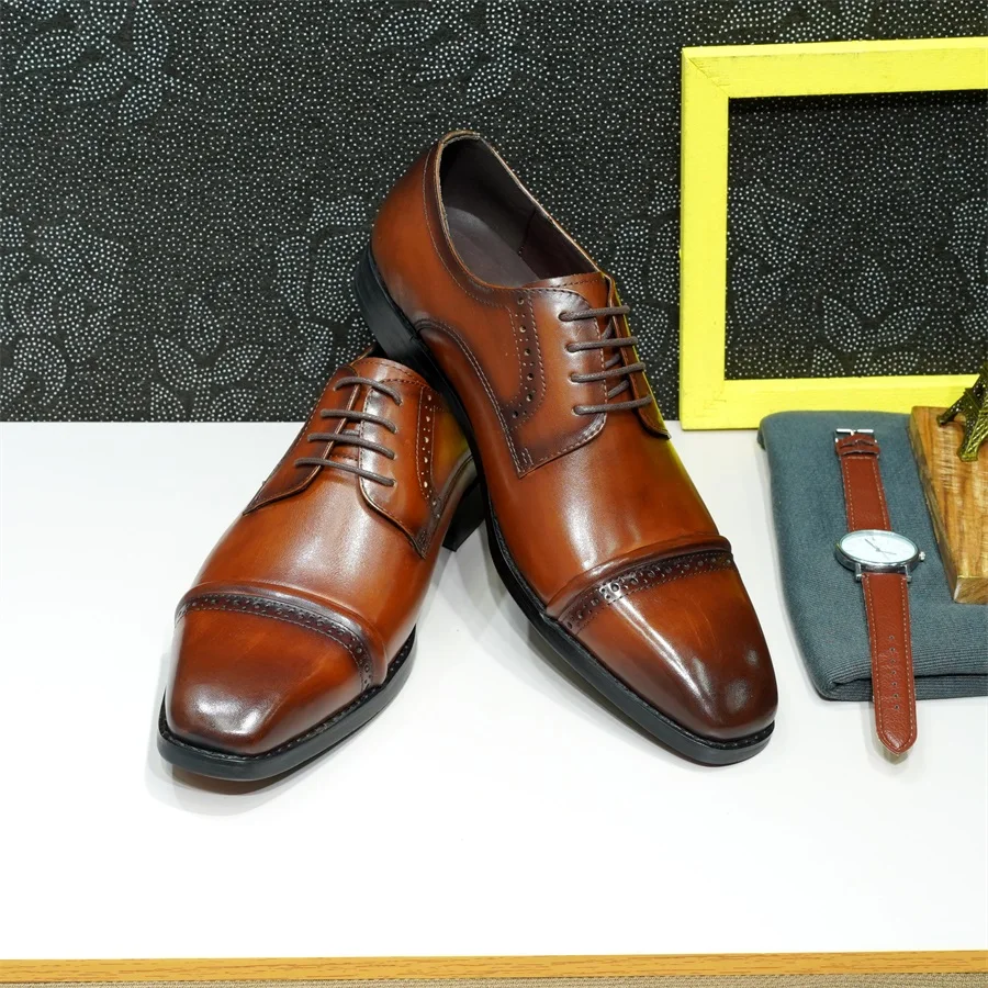 튼튼한 캡토 옥스포드 정품 가죽 광택 레이스업 통기성  - Men'S Shoes Smart 리뷰 및 가격