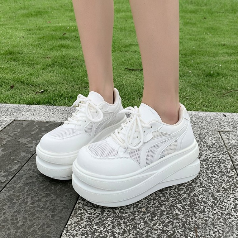 여성용 메쉬 플랫폼 스니커즈, 레이스업 로우탑, 두꺼운 - Casual Sneaker Low 리뷰 및 가격