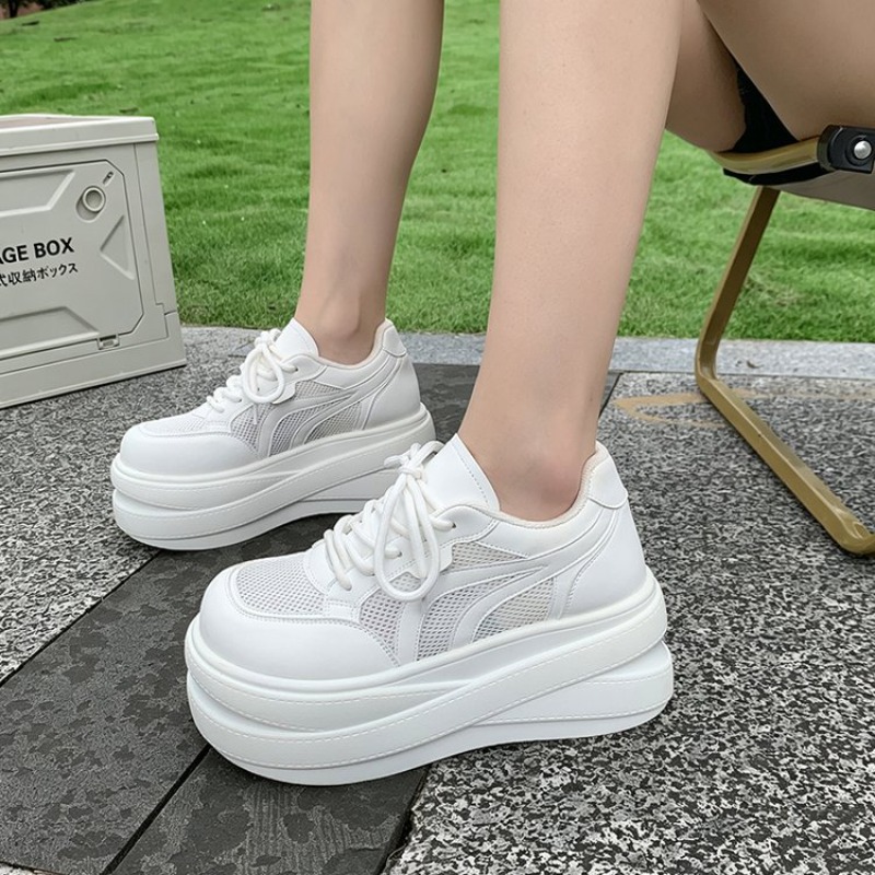 여성용 메쉬 플랫폼 스니커즈, 레이스업 로우탑, 두꺼운 - Casual Sneaker Low 리뷰 및 가격