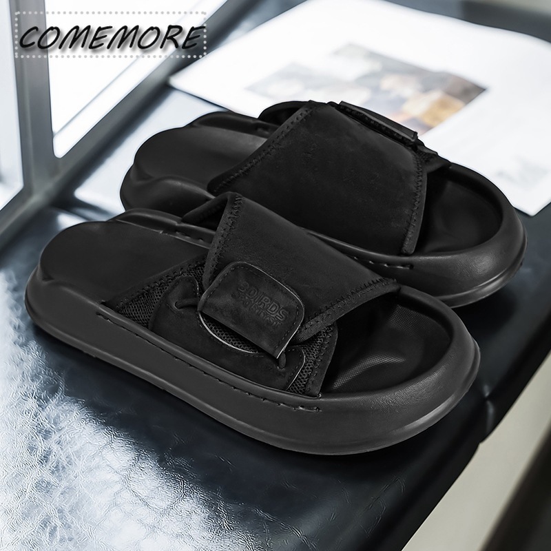 Comemore 남성용 두꺼운 밑창 실내 실외 슬리퍼  - Men Shoes Velcro 리뷰 및 가격