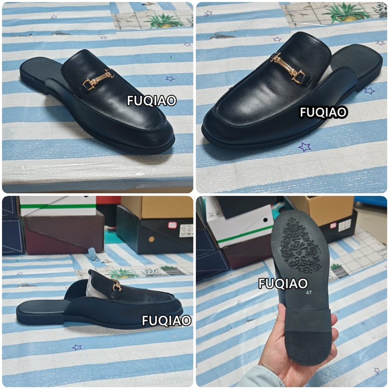 캐주얼 뮬 남성 가죽 로퍼 메탈 장식 솔리드 컬러 슬리 - Men'S Shoes Qn 리뷰 및 가격