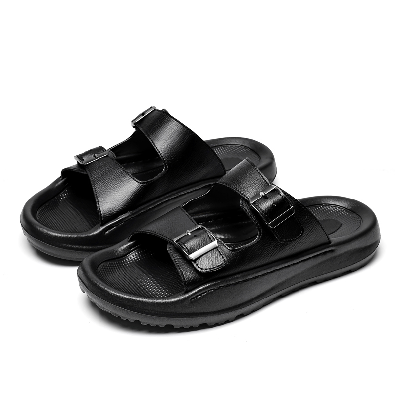 남성 슬립 온 샌들 가죽 슬리퍼 더블 버클 소프트 컴포 - Men Shoes Velcro 리뷰 및 가격