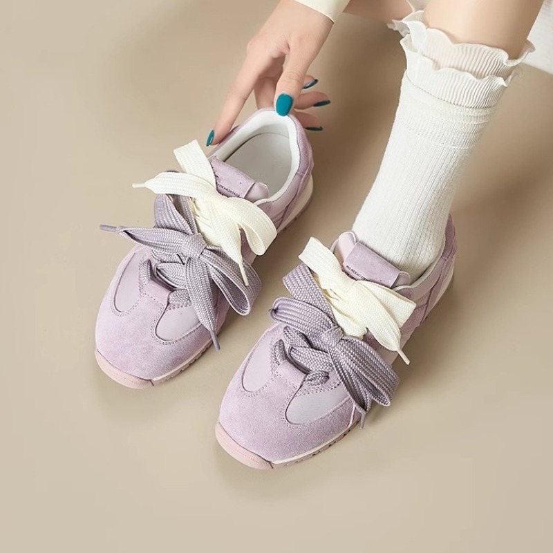 보라색 정품 가죽 캐주얼 여성 신발 2026 봄/여름  - Casual Sneaker Low 리뷰 및 가격
