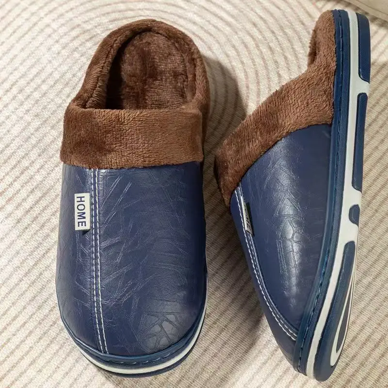 남성용 빅사이즈 겨울 슬리퍼 실내 PU 가죽 홈 방수  - Men'S Shoes Qn 리뷰 및 가격