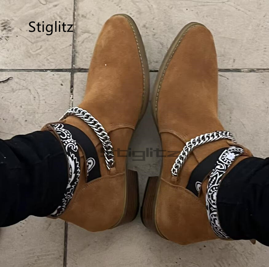 가짜 스웨이드 남성용 첼시 체인 부츠 영국 스타일 금속 - Men Shoes Size 11 리뷰 및 가격
