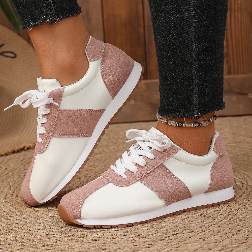 여성 컬러 블록 스니커즈 레이스업 패치워크 레트로 워킹 - Casual Sneaker Low 리뷰 및 가격