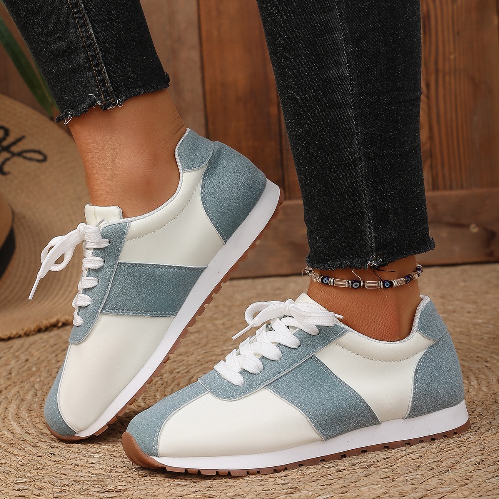 여성 컬러 블록 스니커즈 레이스업 패치워크 레트로 워킹 - Casual Sneaker Low 리뷰 및 가격