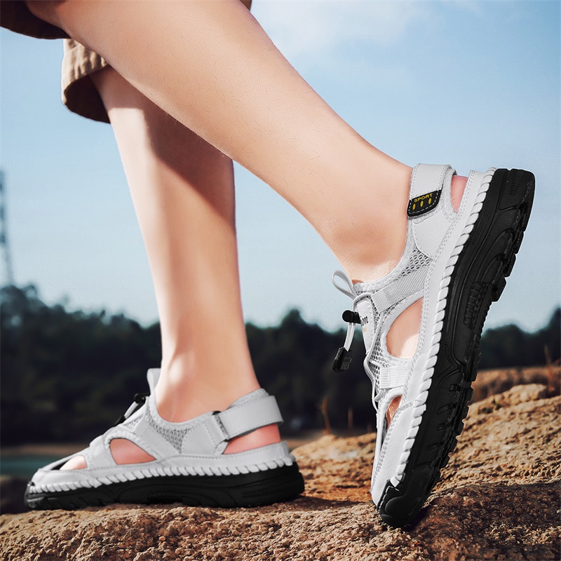 남성용 수제 심플 레터 프린트 샌들, 여름 해변 속이  - Men Shoes Velcro 리뷰 및 가격