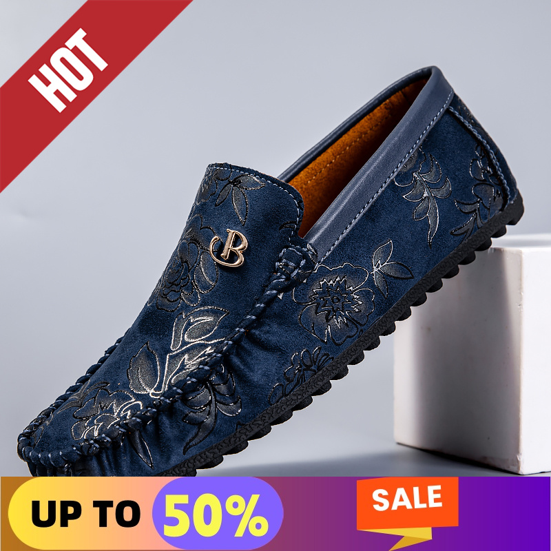 레저 가죽 로퍼 남성 디자인 모카신 플라워 슬립온 소프 - Men'S Shoes Qn 리뷰 및 가격