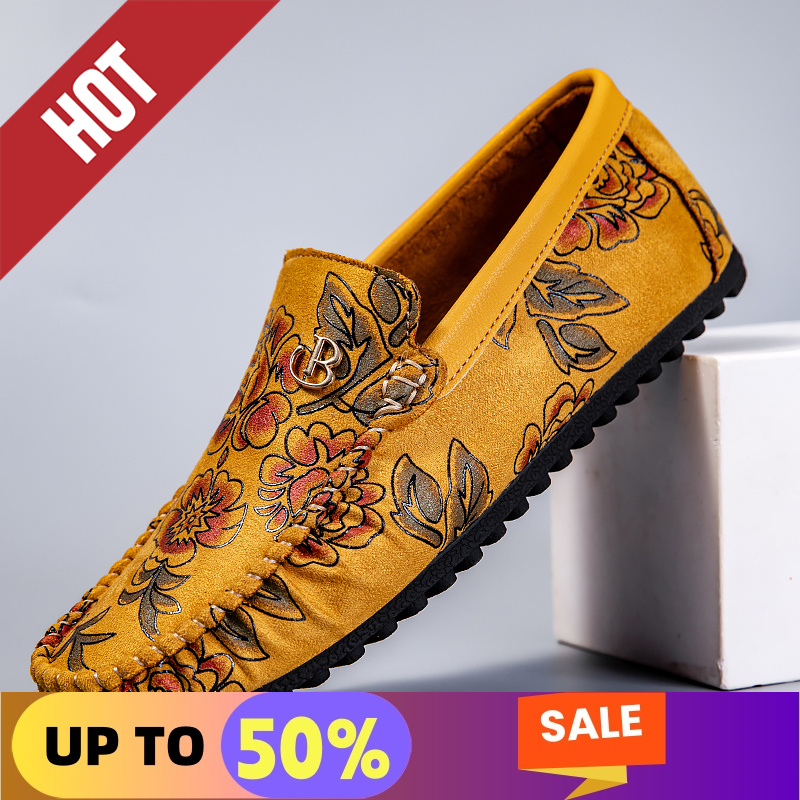 레저 가죽 로퍼 남성 디자인 모카신 플라워 슬립온 소프 - Men'S Shoes Qn 리뷰 및 가격