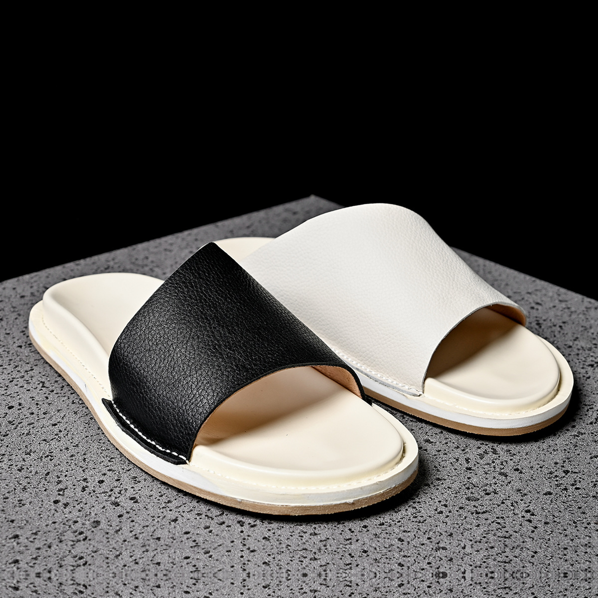 고품질 부드러운 남성 천연 가죽 슬리퍼 2025 여름  - Men'S Shoes Qn 리뷰 및 가격