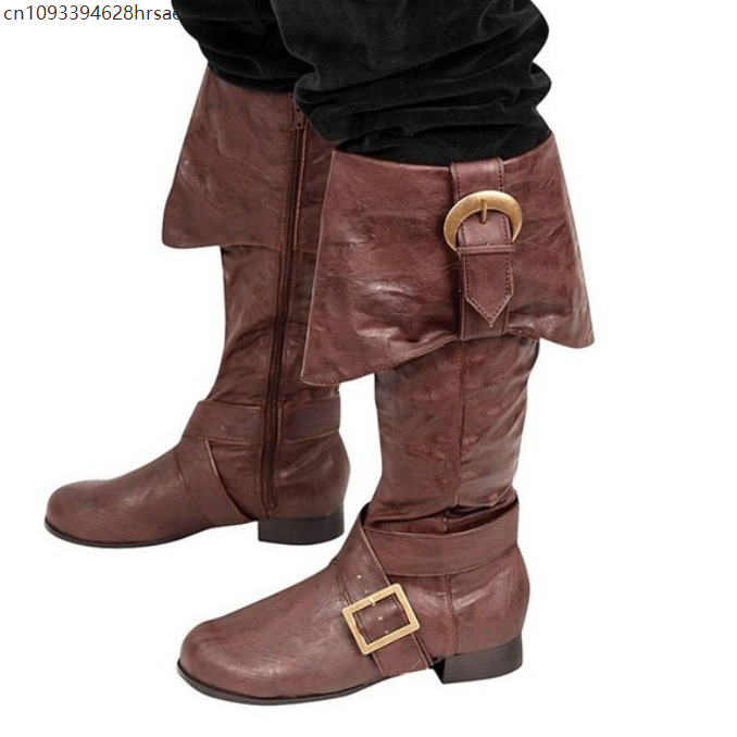 중세 성인 해적 르네상스 풀온 부츠 미드 카프 고딕 부 - Men Shoes Europe To Us 리뷰 및 가격