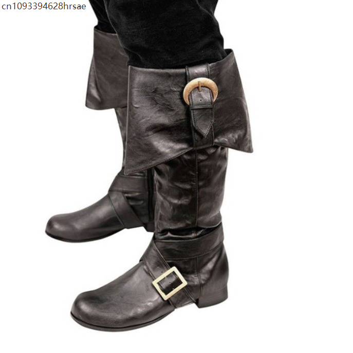 중세 성인 해적 르네상스 풀온 부츠 미드 카프 고딕 부 - Men Shoes Europe To Us 리뷰 및 가격